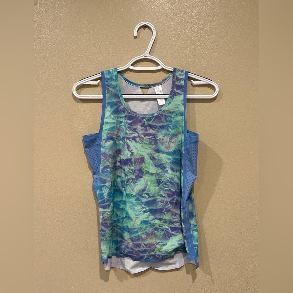 Ivivva Lululemon Watercolor Mesh Go Time Singlet Tank Top Size 12 EUC #IG1692S